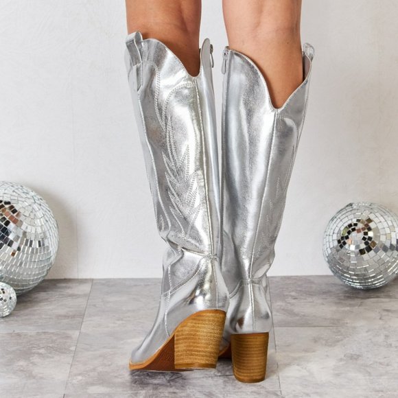 Melody Metallic Knee High Western Cowboy Boots - Picture 4 of 8